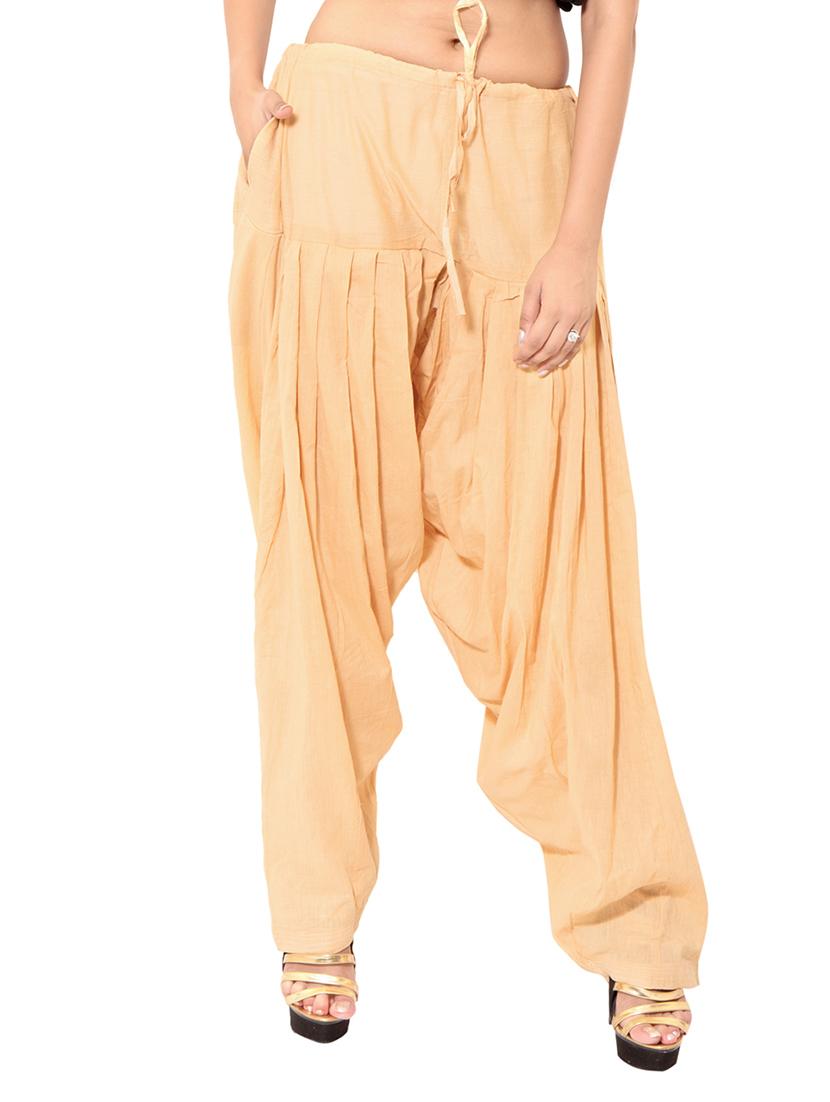beige & blue cotton patiyala salwar (set of 2) - 12569295 - Zoom Image - 2