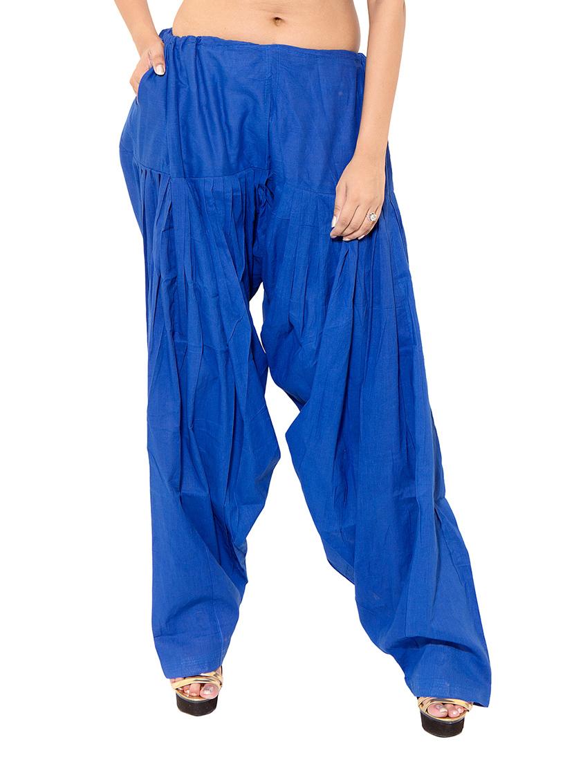 beige & blue cotton patiyala salwar (set of 2) - 12569295 - Zoom Image - 5