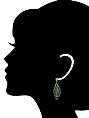 green metal drop earring - 12574912 - Standard Image - 2