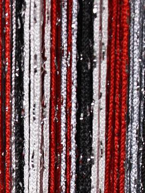 RED, BLACK AND GREY STRING CURTAIN WITH SILVER LUREX - 12577076 - Standard Image - 2