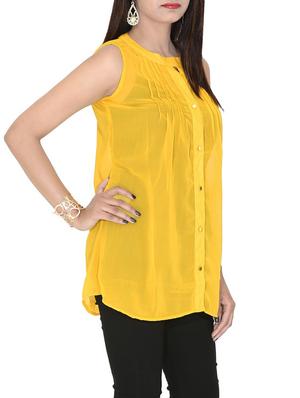 yellow georgette regular top - 12577850 - Standard Image - 2