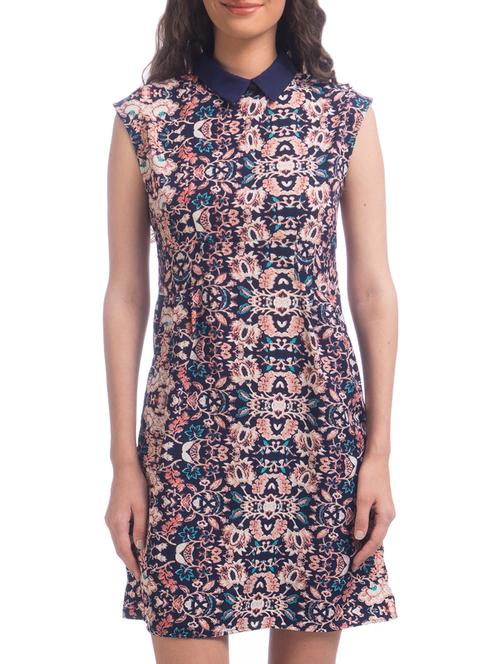 Navy Blue Collared A-line Dress - 1257905 - Very Small Image - 1