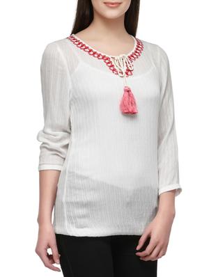 white viscose regular top - 12585814 - Standard Image - 2