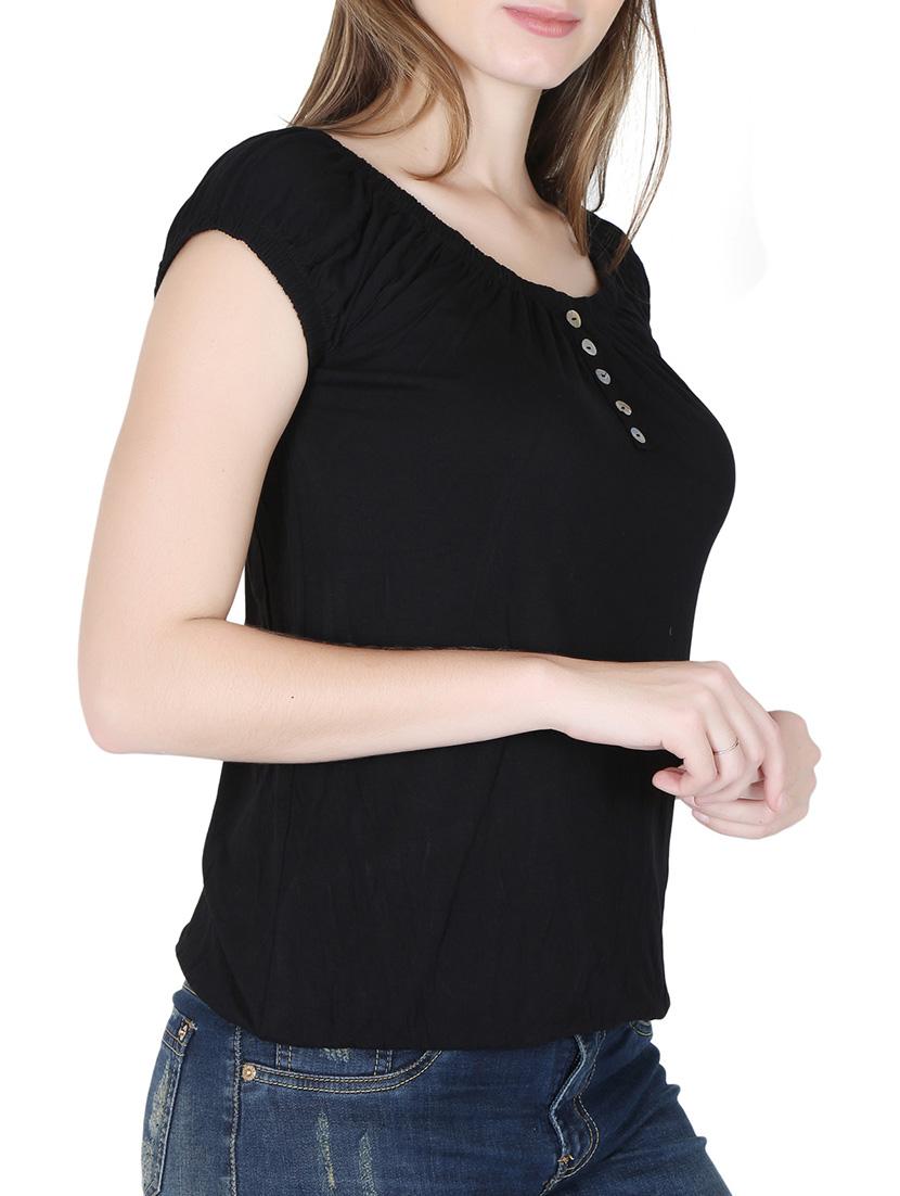 solid black viscose tee - 12586929 - Zoom Image - 2