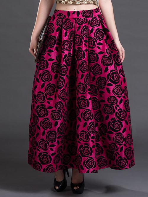 pink floral velvet skirt - 12589464 - Standard Image - 1