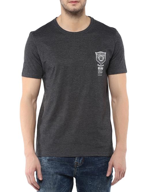 solid charcoal grey cotton t-shirt - 12619238 - Very Small Image - 1