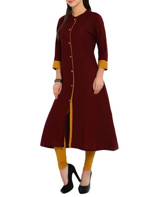 maroon a-line kurta - 12648387 - Standard Image - 2