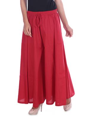 Red Cotton Plain Pants - 1265098 - Standard Image - 2
