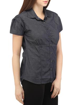 grey denim regular shirt - 12662200 - Standard Image - 2