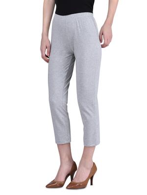 grey cotton lycra 3/4 length tights - 1275368 - Standard Image - 2