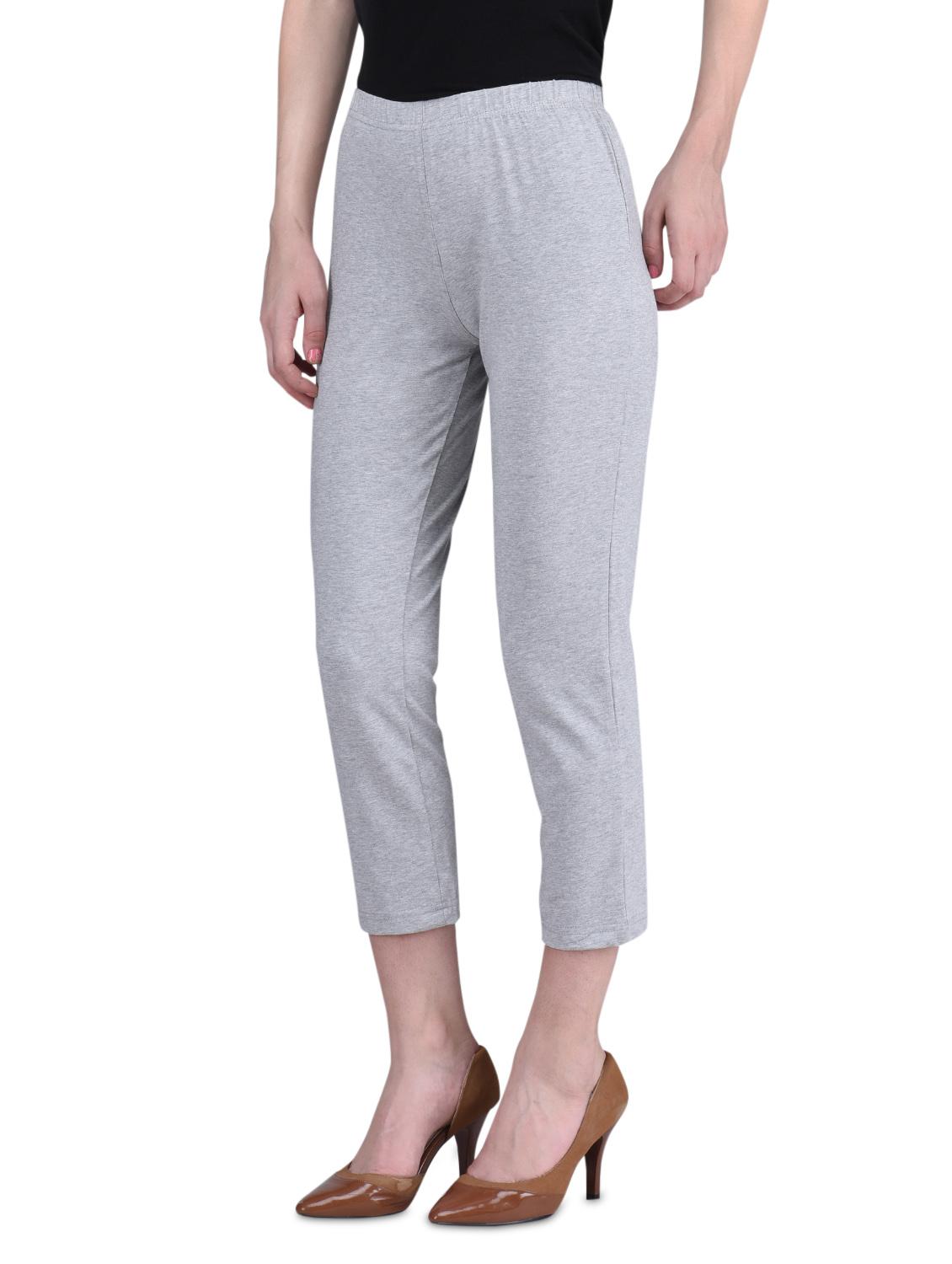 grey cotton lycra 3/4 length tights - 1275368 - Zoom Image - 2