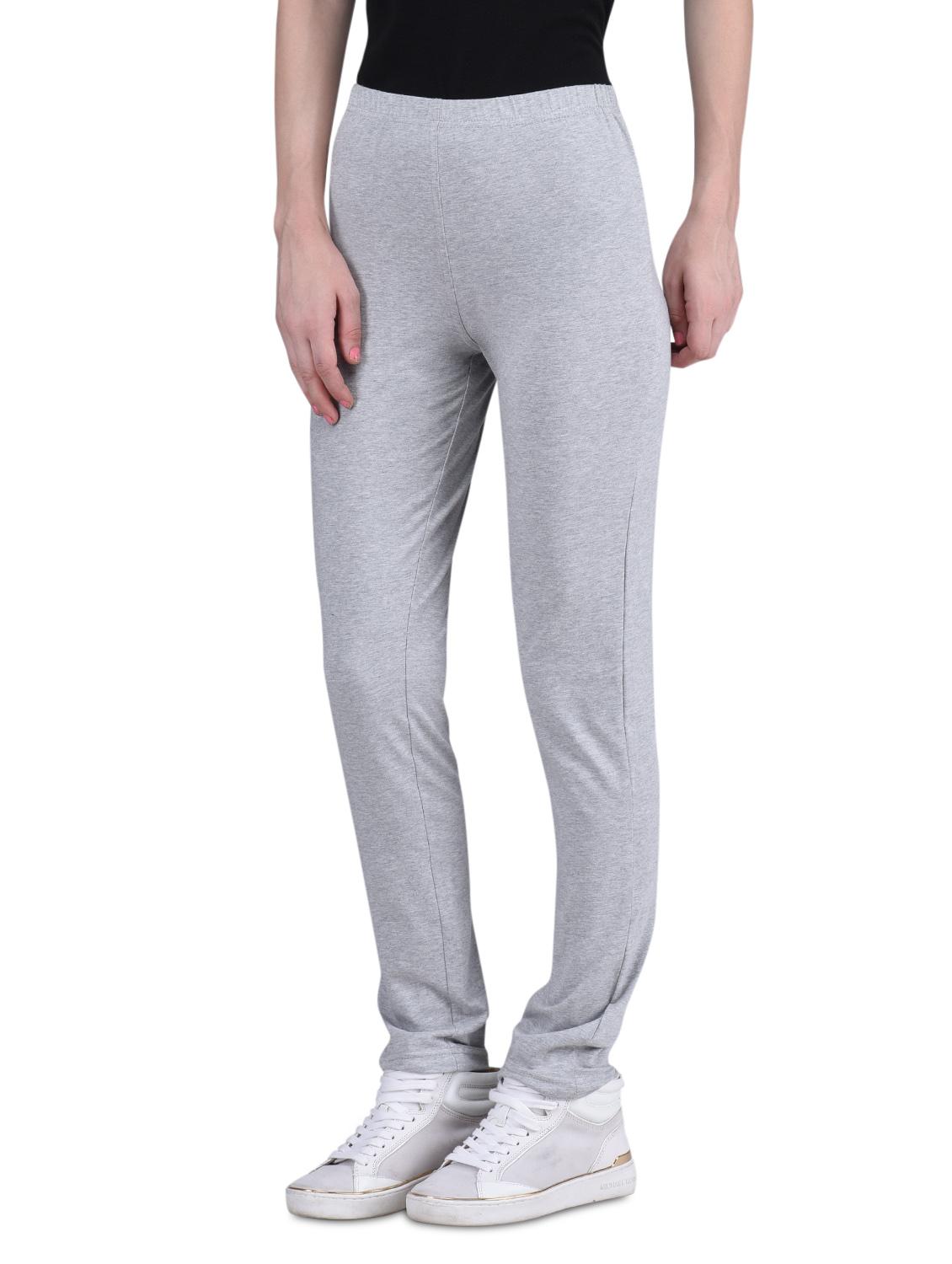 grey cotton lycra ankle length tights 40" - 1275369 - Zoom Image - 2