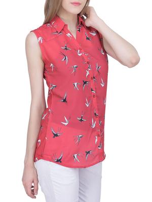 solid red printed shirt - 12755869 - Standard Image - 2