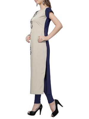 grey crepe long kurta - 12757156 - Standard Image - 2