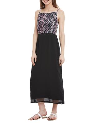 black printed georgette dress - 12758391 - Standard Image - 2