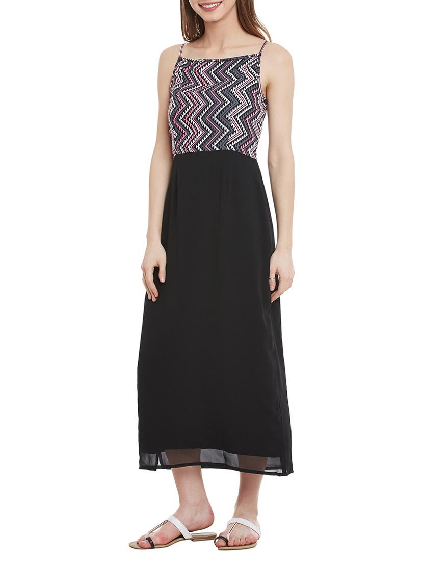 black printed georgette dress - 12758391 - Zoom Image - 2