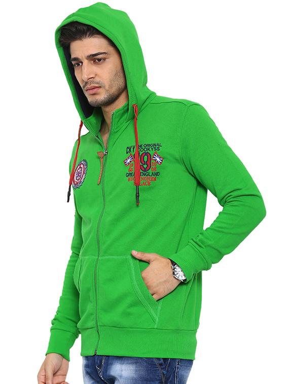 green fleece printed sweatshirt - 12759902 - Zoom Image - 2