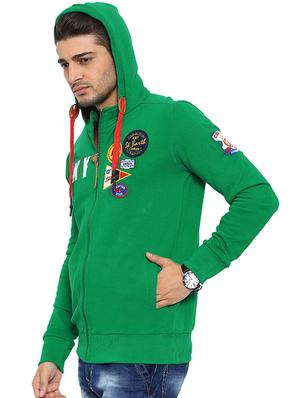 green fleece patchwork sweatshirt - 12759908 - Standard Image - 2