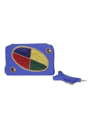 blue sequined clutch cum slingbag - 1276994 - Standard Image - 5