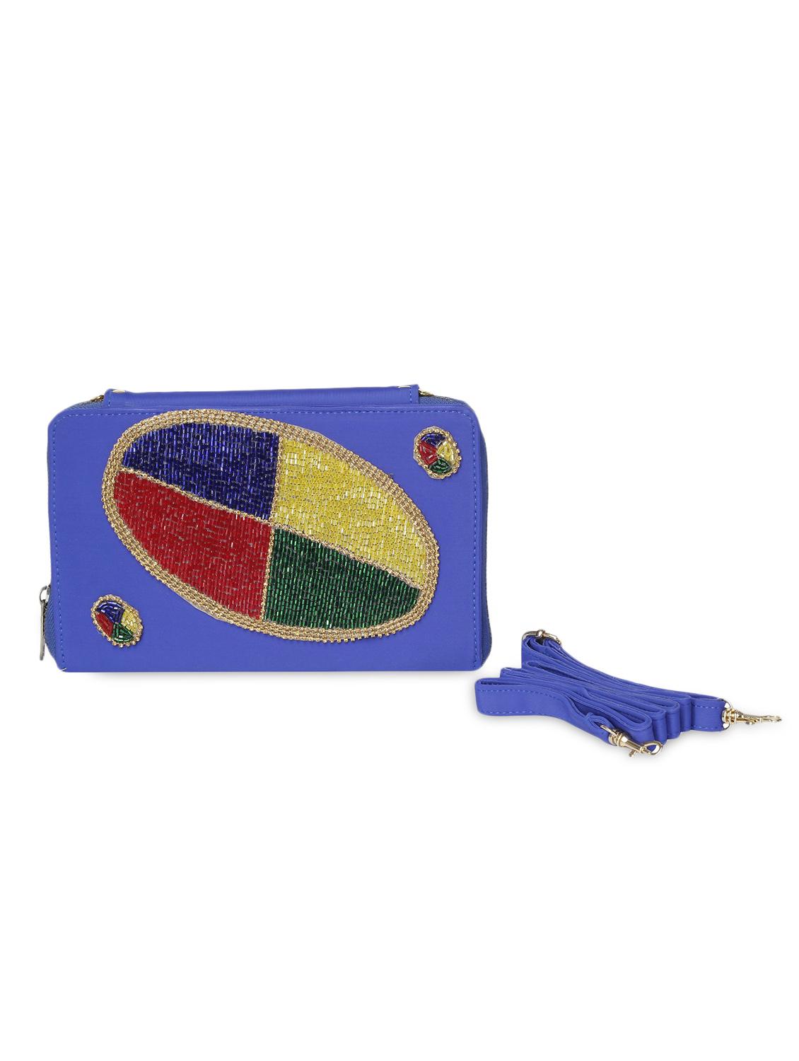 blue sequined clutch cum slingbag - 1276994 - Zoom Image - 5