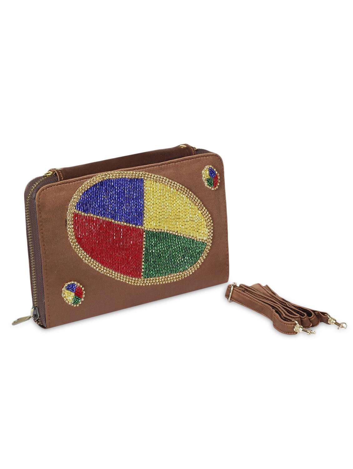 brown sequined clutch cum slingbag - 1276995 - Zoom Image - 2