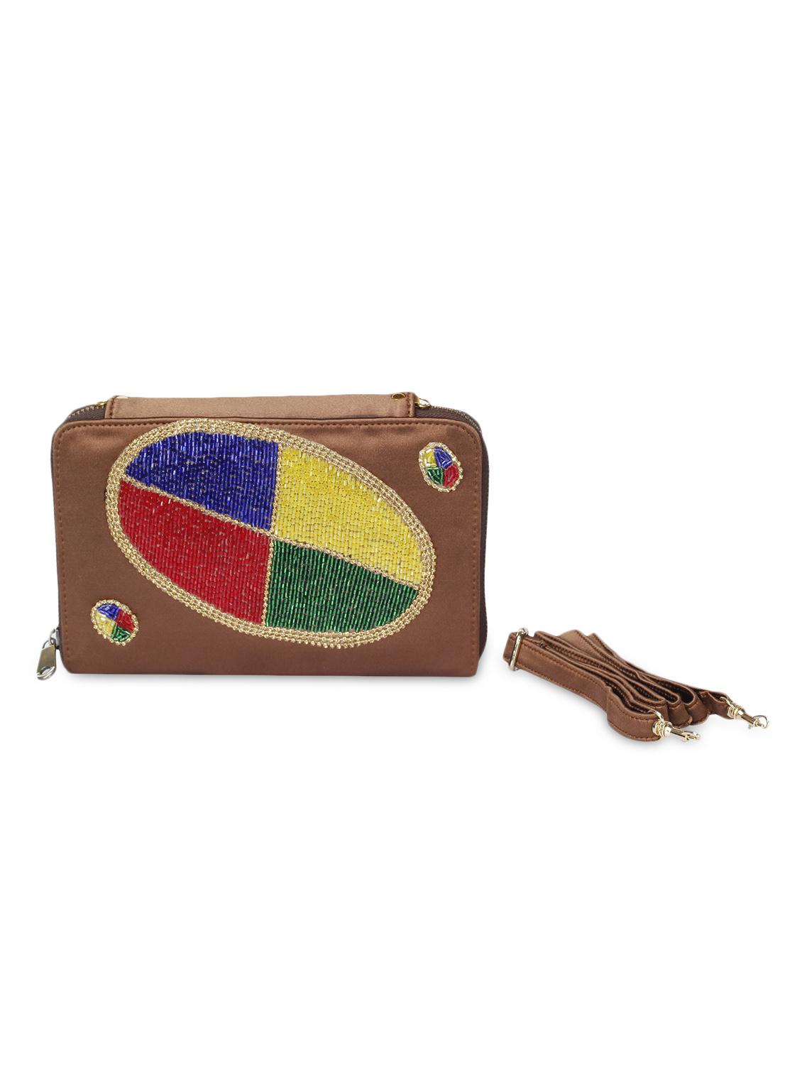 brown sequined clutch cum slingbag - 1276995 - Zoom Image - 5