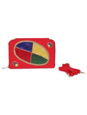 red sequined clutch cum slingbag - 1276997 - Standard Image - 5