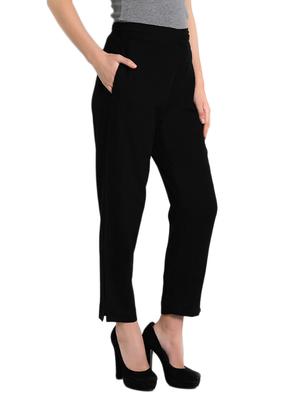 black cotton flat front trouser - 12773764 - Standard Image - 2