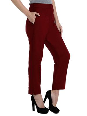 red cotton flat front trouser - 12773783 - Standard Image - 2
