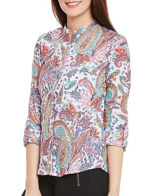 white paisley printed cotton shirt - 12780092 - Standard Image - 2