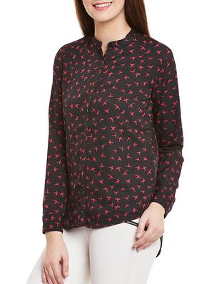 black printed crepe regular shirt - 12780097 - Standard Image - 2