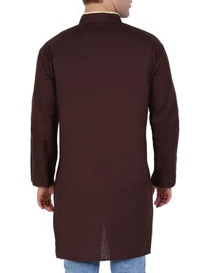 solid brown cotton kurta - 12787168 - Standard Image - 2