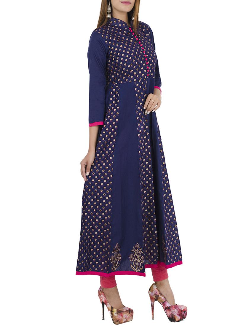 block printed anarkali kurta - 12787537 - Zoom Image - 2