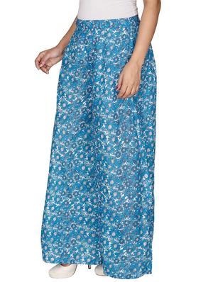 blue cotton printed palazzo - 12787849 - Standard Image - 2