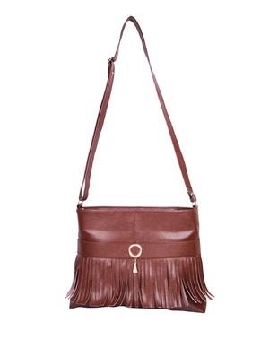 brown leatherette sling bag - 12787915 - Standard Image - 5