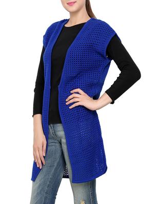 blue acrylic sleeveless shrug - 12789314 - Standard Image - 2