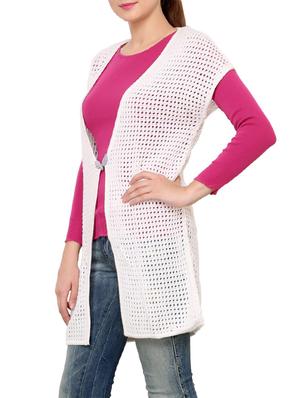 white acrylic sleeveless shrug - 12789315 - Standard Image - 2
