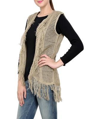 beige acrylic sleeveless shrug - 12789318 - Standard Image - 2