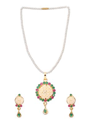 pearls collection golden pendant set for women - 12790489 - Standard Image - 2