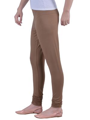 brown cotton lycra full length legging - 12792223 - Standard Image - 2