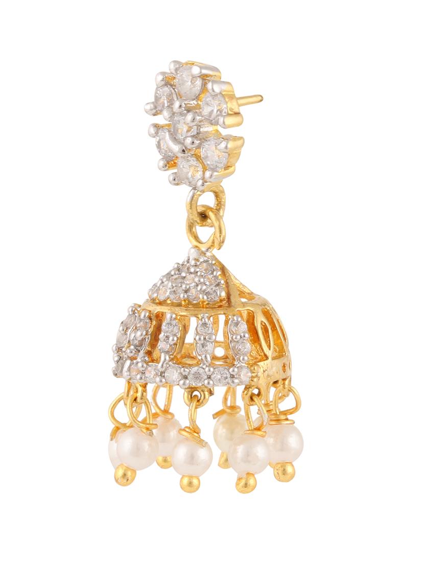 Parijaat Pack of CZ Jhumki Earrings - 12797086 - Zoom Image - 2