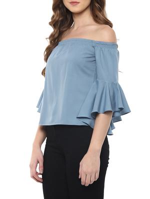 Ruffled sleeved off shoulder top - 12799041 - Standard Image - 2
