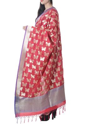 red banarasi silk dupatta - 12799502 - Standard Image - 2