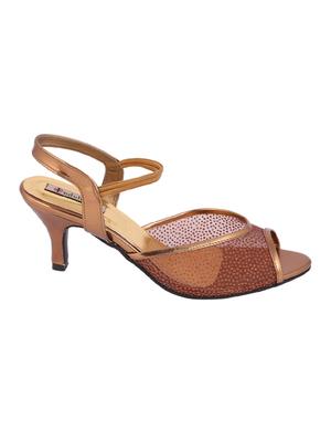 gold leatherette back strap sandals - 12800698 - Standard Image - 2