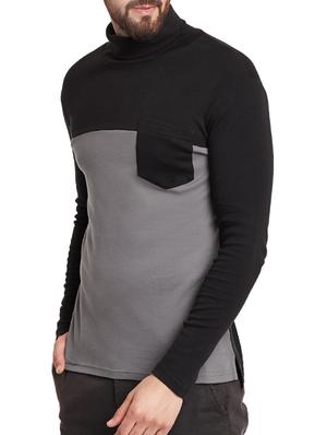 black cotton colour block t-shirt - 12801102 - Standard Image - 2