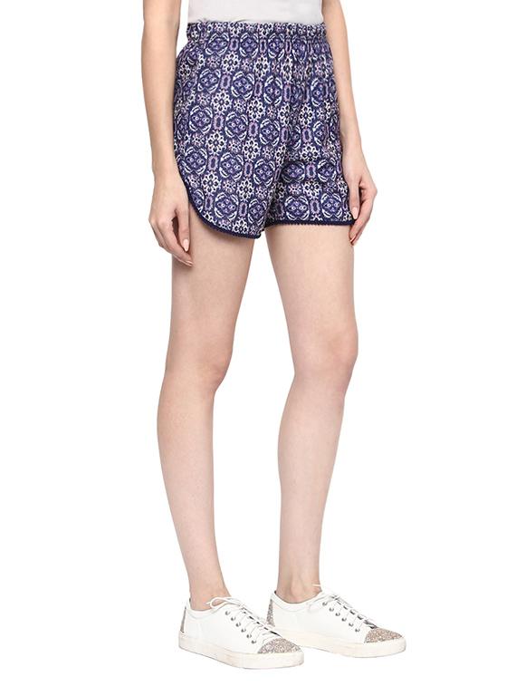 blue printed cotton shorts - 12802493 - Zoom Image - 2