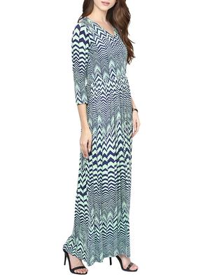 blue chevron printed viscose maxi dress - 12802500 - Standard Image - 2