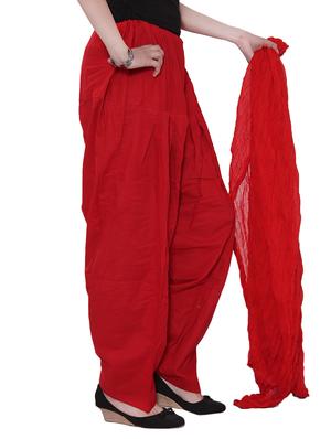Red Cotton Plain Salwar - 12808793 - Standard Image - 2