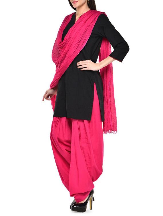 pink cotton patiyala salwars - 12808800 - Zoom Image - 2