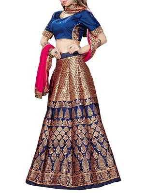 blue silk panelled lehenga - 12812650 - Standard Image - 2